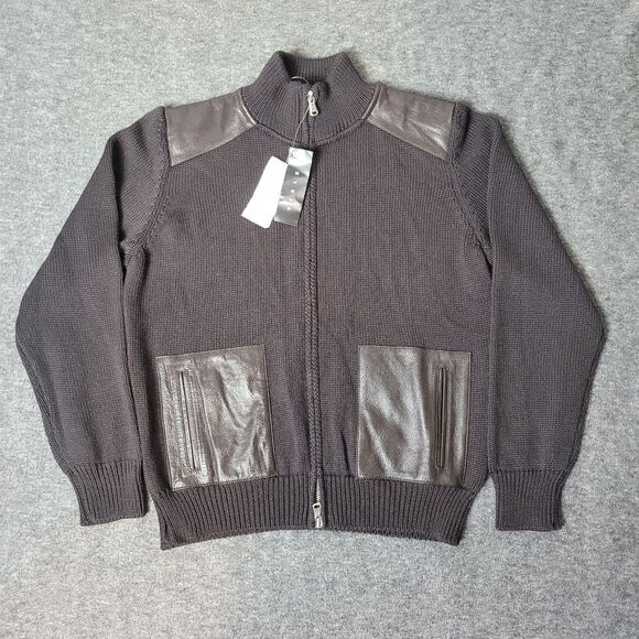 Sisley Jacket Men's Size S Brown Cashmere Leather Accent Shoulder And Pockets - Picture 1 of 9